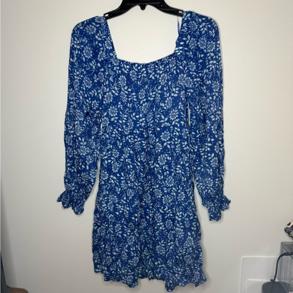 NWT Patrons of Peace Blue Floral Long Sleeve Mini Dress - Picture 8 of 8